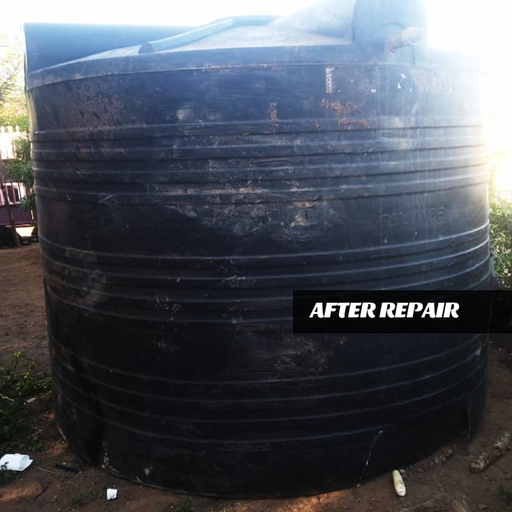 Shattered polyethylene water tank reconstructed by Restore Services