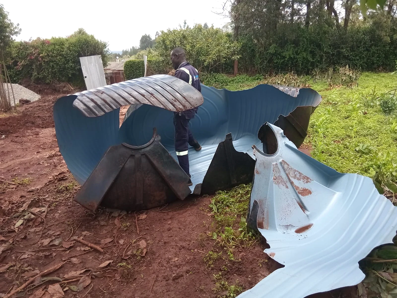 A shattered tank rebuilt section by section — before repair