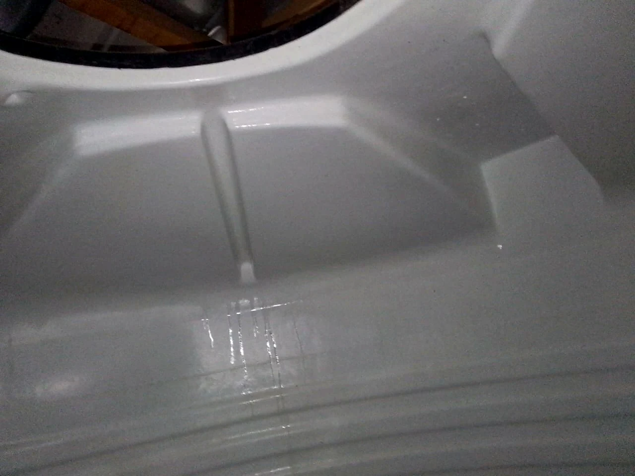 Cleaned interior of a water tank
